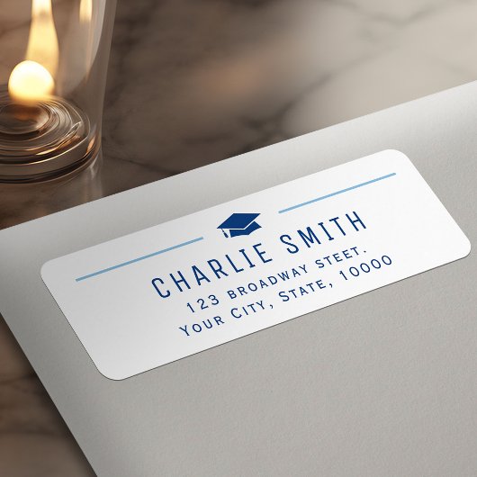 ブルーモダンタイポグラフィ差出人住所 ラベル