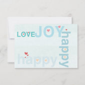 ブルーモダンタイポグラフィ結婚ズ 出欠カード (裏面)