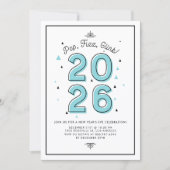 ブルーモダンタイポグラフィ2022年大晦日パーティー 招待状 (正面)