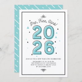 ブルーモダンタイポグラフィ2022年大晦日パーティー 招待状