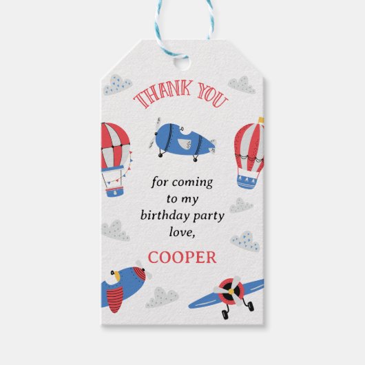 ブルーモダンタイムフライ誕生日 ギフトタグ (正面)