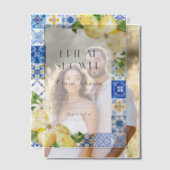 ブルーモダンタイルレモンイタリアンブライダルシャワー ベラム紙招待状 (オフセット (カップル))