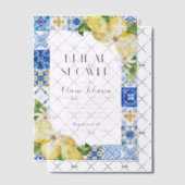 ブルーモダンタイルレモンイタリアンブライダルシャワー ベラム紙招待状 (オフセット (招待状))
