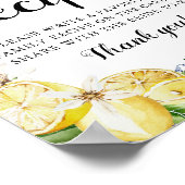 ブルーモダンタイルレモンブライダルシャワーレシピ標識 ポスター (角)