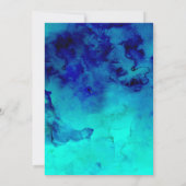 ブルーモダンターコイズウォーターカラーエレガントな結婚式 招待状 (裏面)