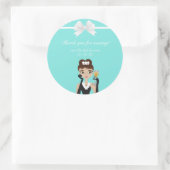 ブルーモダンダイヤモンドボックスボウブライダルシャワーの恩恵 ラウンドシール (バッグ)