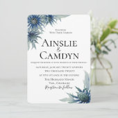 ブルーモダンティスル結婚式招待状 招待状 (スタンド正面)