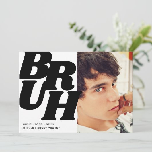 ブルーモダンティーンエイジ男の子の誕生日パーティー 招待状 (スタンド正面)