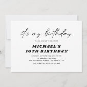 ブルーモダンティーンエイジ男の子の誕生日パーティー 招待状 (裏面)