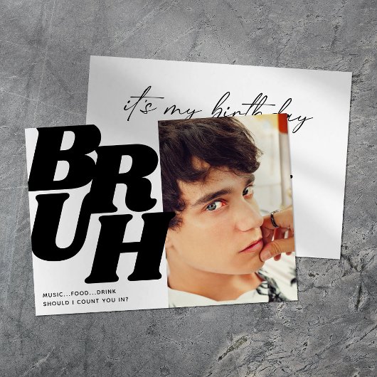 ブルーモダンティーンエイジ男の子の誕生日パーティー 招待状