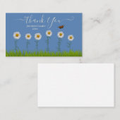 ブルーモダンデイジーフローラサンキュータイポグラフィ エンクロージャーカード (正面/裏面)