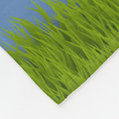 ブルーモダンデイジーフローラサンキュータイポグラフィ フリースブランケット (角)