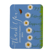 ブルーモダンデイジーフローラサンキュータイポグラフィ マグネット (縦)