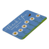 ブルーモダンデイジーフローラサンキュータイポグラフィ マグネット (左側)