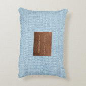 ブルーモダンデニムジーンズのテクスチャー革パッチ アクセントクッション (裏面(縦))