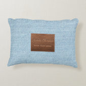 ブルーモダンデニムジーンズのテクスチャー革パッチ アクセントクッション (裏面)