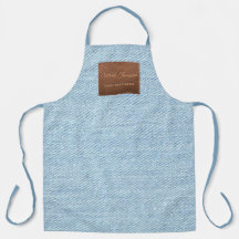 ブルーモダンデニムジーンズのテクスチャー革パッチ