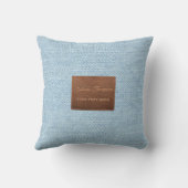 ブルーモダンデニムジーンズのテクスチャー革パッチ クッション (裏面)