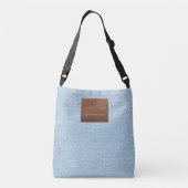 ブルーモダンデニムジーンズのテクスチャー革パッチ クロスボディバッグ (裏面)