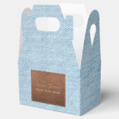 ブルーモダンデニムジーンズのテクスチャー革パッチ フェイバーボックス (オープン)