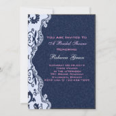 ブルーモダンデニムレースフローラカントリー茶パーティー 招待状 (裏面)