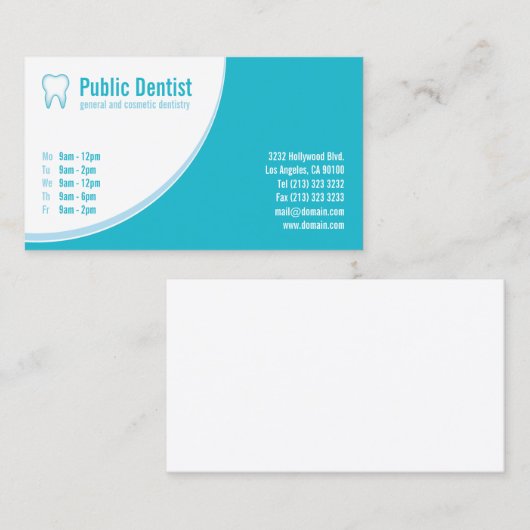 ブルーモダンデンタルケア歯医者の歯のロゴ 名刺 (正面/裏面)
