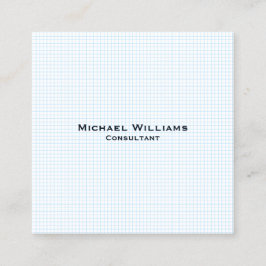 ブルーモダントレンディーチェックミニマルプロフェッショナル スクエア名刺