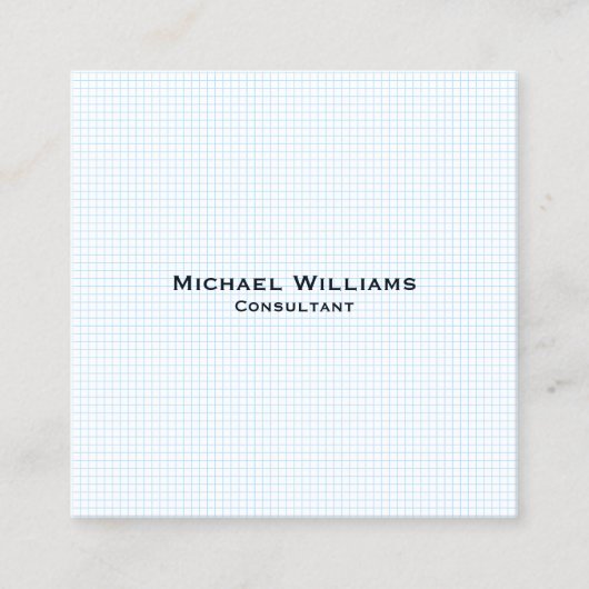 ブルーモダントレンディーチェックミニマルプロフェッショナル スクエア名刺 (正面)