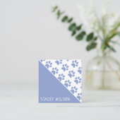 ブルーモダンドッグウォーカー又はペットトリマー スクエア名刺 (スタンド正面)