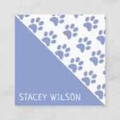 ブルーモダンドッグウォーカー又はペットトリマー スクエア名刺 (正面)