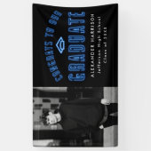 ブルーモダンネオン写真卒業パーティー 横断幕 (縦)