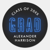 ブルーモダンネオン卒業 ラウンドシール (正面)