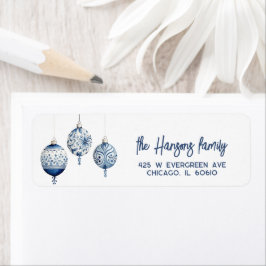 ブルーモダンノルディックスタイルオーナメントクリスマス ラベル