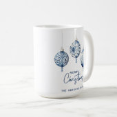 ブルーモダンノルディックスタイルオーナメントメリークリスマス コーヒーマグカップ (正面右)