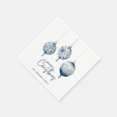 ブルーモダンノルディックスタイルオーナメントメリークリスマス スタンダードカクテルナプキン (角)