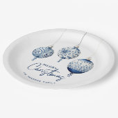 ブルーモダンノルディックスタイルオーナメントメリークリスマス ペーパープレート (アングル)