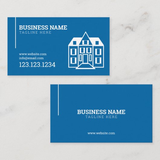 ブルーモダンハウス建物建築 名刺 (正面/裏面)