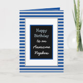 ブルーモダンハッピーバースデーパーソナライズされた甥 カード (正面)
