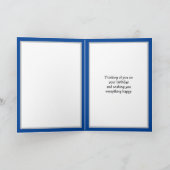 ブルーモダンハッピーバースデーパーソナライズされた甥 カード (内部)