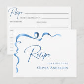 ブルーモダンハンドドロードボウブライダルシャワーレシピ ポストカード (正面/裏面)