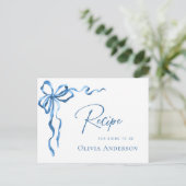 ブルーモダンハンドドロードボウブライダルシャワーレシピ ポストカード (スタンド正面)