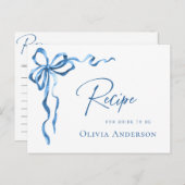 ブルーモダンハンドドロードボウブライダルシャワーレシピ ポストカード (正面/裏面)