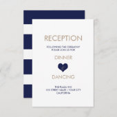 ブルーモダンハートとストライプ披露宴カード エンクロージャーカード (正面/裏面)