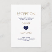 ブルーモダンハートとストライプ披露宴カード エンクロージャーカード (正面)