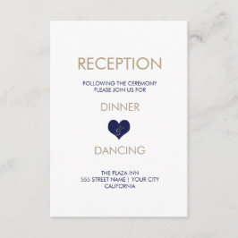 ブルーモダンハートとストライプ披露宴カード エンクロージャーカード