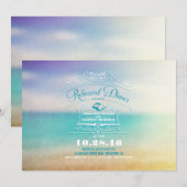 ブルーモダンバグラデーションニラビーチリハーサル 招待状 (正面/裏面)