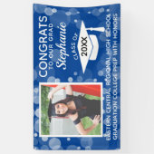 ブルーモダンバブルおめでとう写真卒業ヤード 横断幕 (縦)