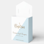 ブルーモダンバプテスマ男の赤ちゃんありがとう金ゴールドクロス フェイバーボックス (オープン)