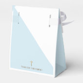 ブルーモダンバプテスマ男の赤ちゃんありがとう金ゴールドクロス フェイバーボックス (裏面サイド)