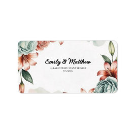 ブルーモダンバラデザイナ差出人住所ラベル ラベル